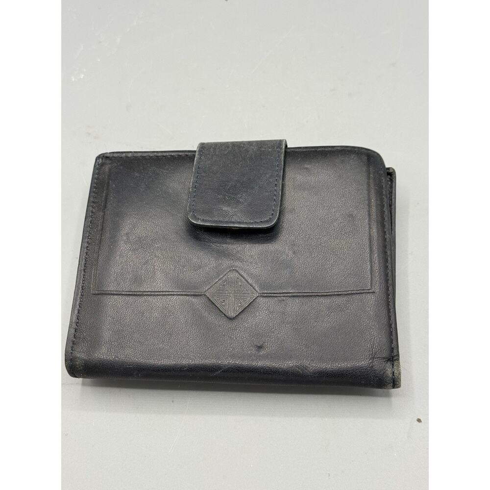 Princess Gardner Black Leather Wallet Kiss Lock Coin Purse ID Window